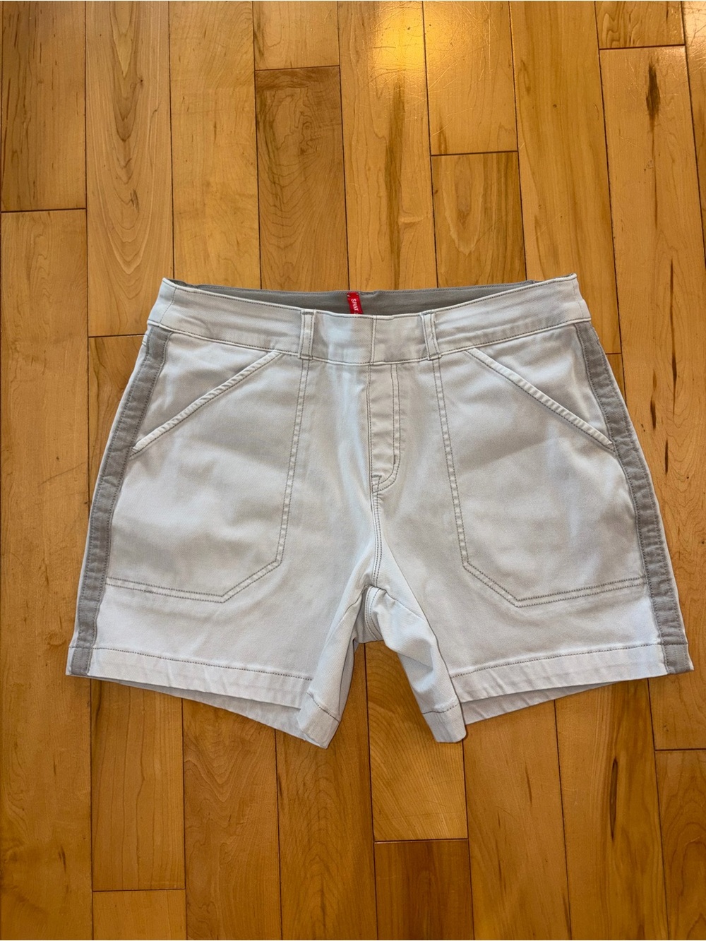 Spanx Light Gray Shorts with Side Stripe